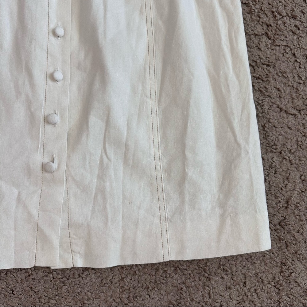 Theory Womens 4 Kayleigh Linen Blend White Button Front Mini Dress - Picture 4 of 16
